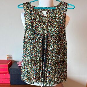 Multicolor Printed Baby Doll Silk Blouse